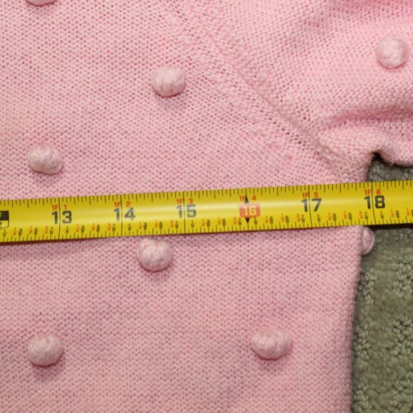 Lilly Pulitzer Kippa Sweater Small Pom Pom Embellished Puff Sleeve Pink Blossom - Picture 7 of 7